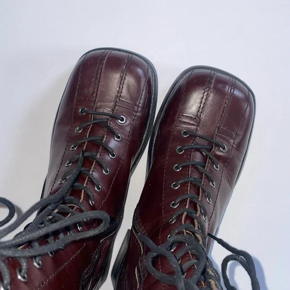 Miista Burgundy Lace-Up Platform Inge Boots - Picture 4 of 6